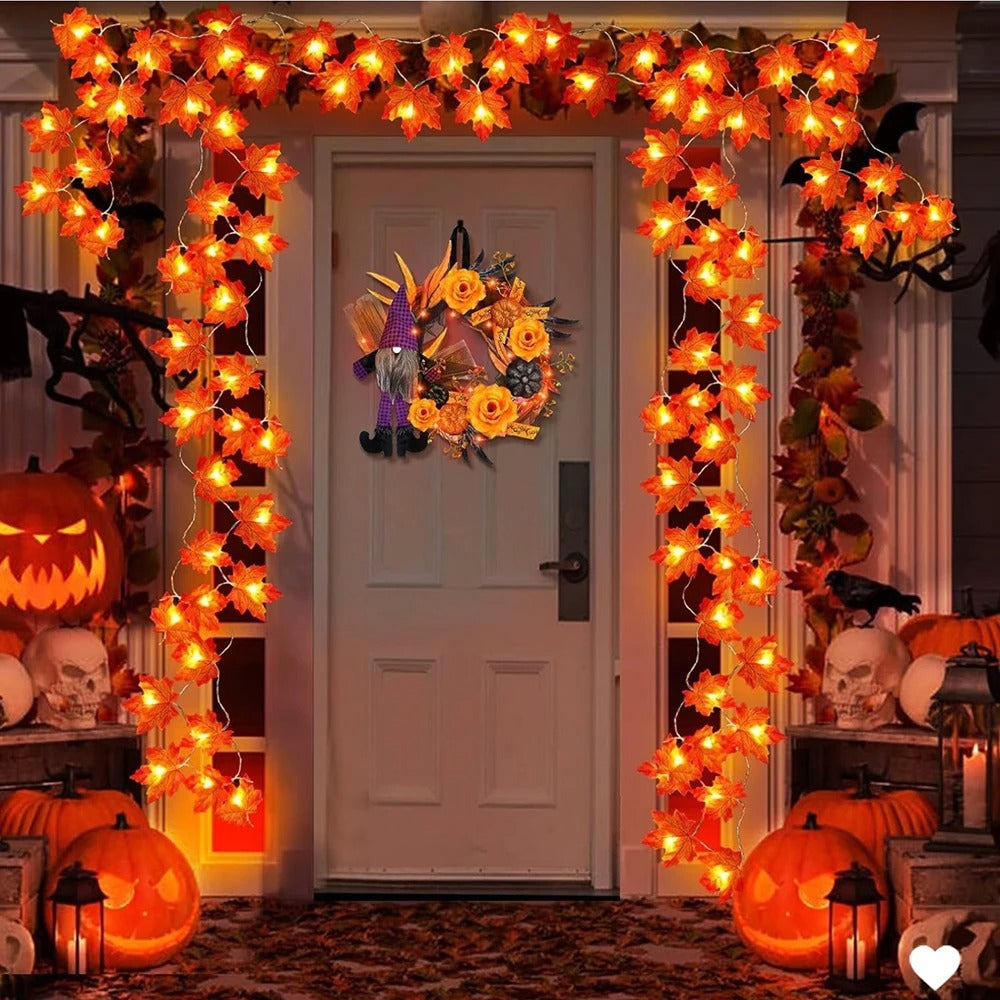 Artificial Maple Leaf Lantern Garland
