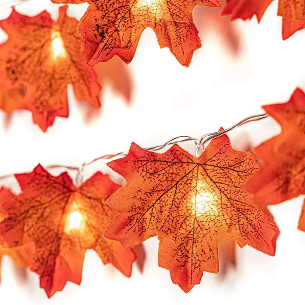 Artificial Maple Leaf Lantern Garland