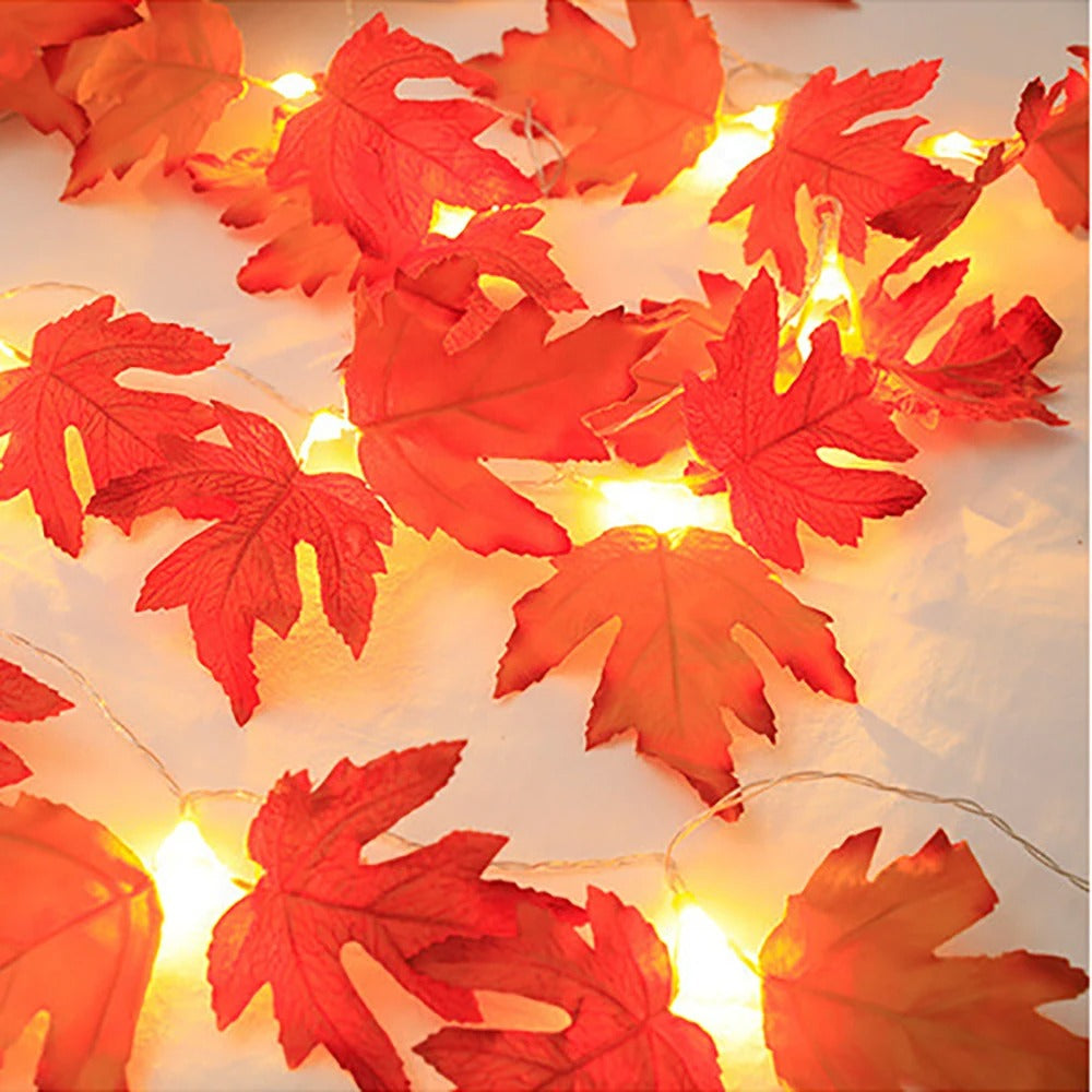 Artificial Maple Leaf Lantern Garland