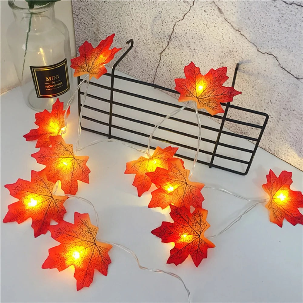 Artificial Maple Leaf Lantern Garland