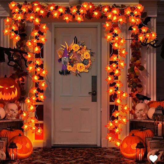 Artificial Maple Leaf Lantern Garland
